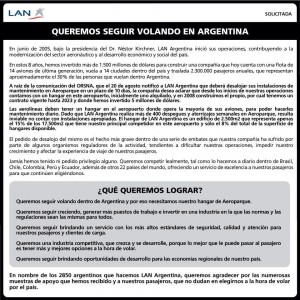Solicitada de LAN Argentina publicada hoy