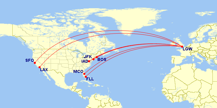 Norse Atlantic Airways refuerza su operación en Londres - Gatwick (LGW) con cuatro nuevas rutas hacia la costa este y oeste de los Estados Unidos